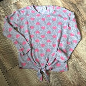 Girls grey and pink hearts sweater/shirt size 6x